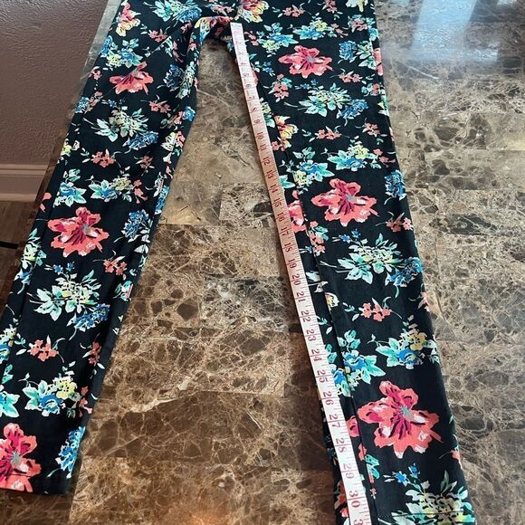 London Women's Size Large Floral Print Black Skinny Pants​​​​ - Picture 4 of 10